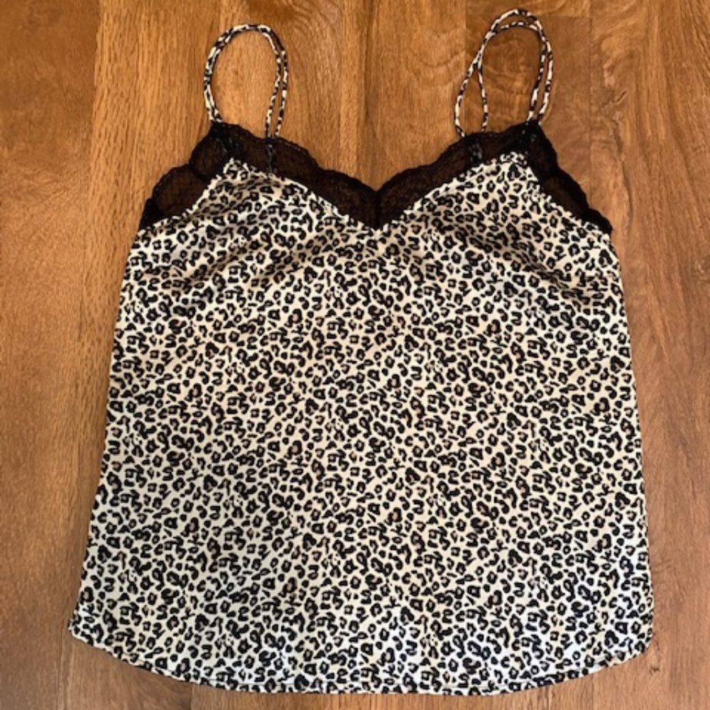 Leopard Print Lace Cami Tank Top - X-Small (NWOT)